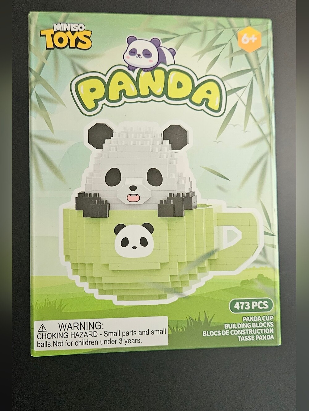 MINISO Toys Panda Cup Building Blocks - Green & White Kids 6+